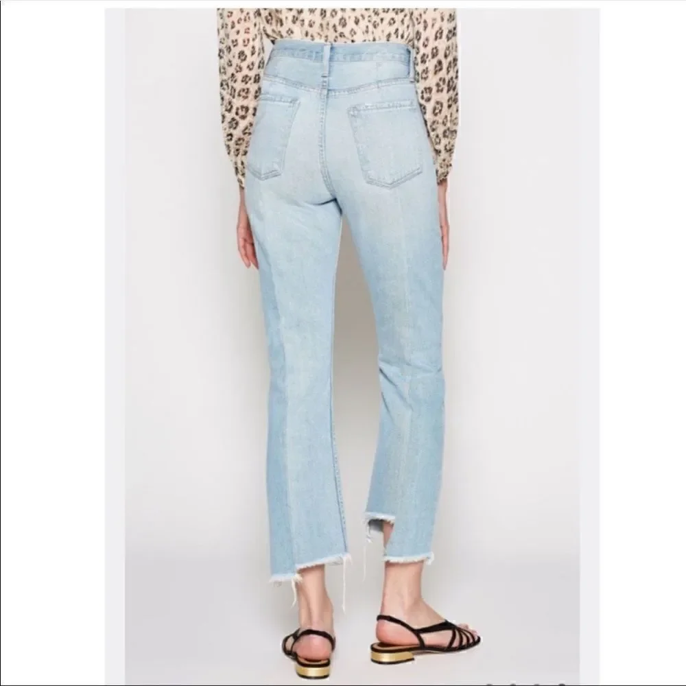 Joie Charan Raw Hem High Rise Straight Jeans Light Wash Size 26